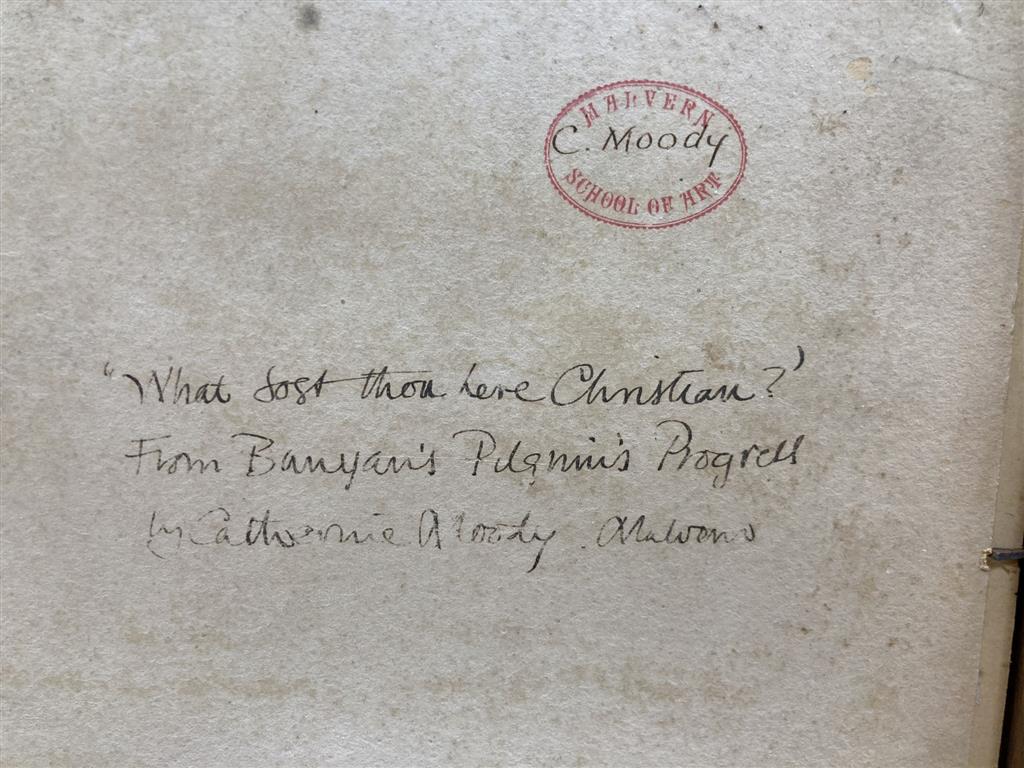 Catherine Moody (1920-2009), watercolour, What dost thou hae Christian? - Pilgrims Progress, inscribed verso, Malvern School of Art